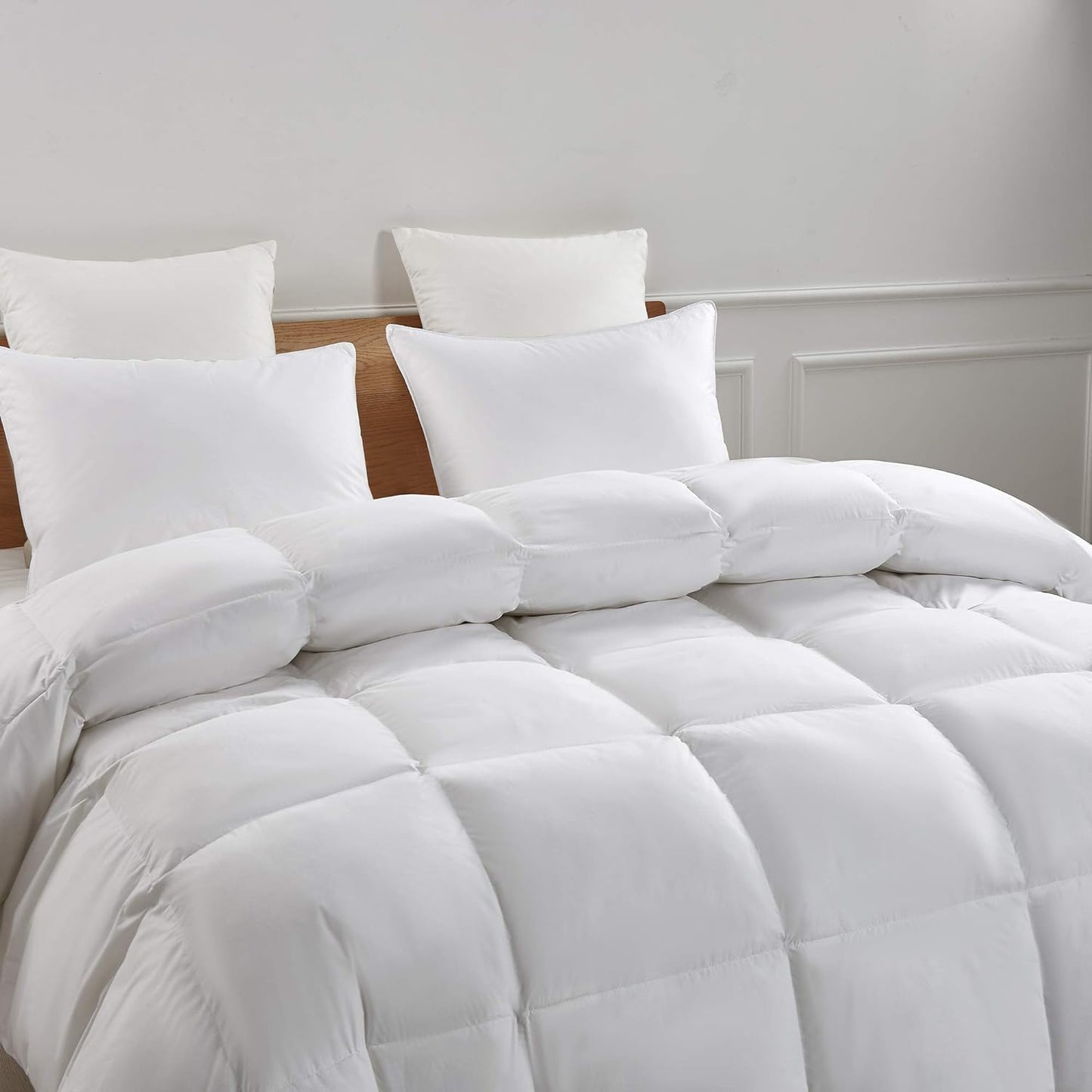 Serta Goose Feather Down Comforter - Hotel Luxury Hypoallergenic Twin Size Duvet Insert | 100% Cotton, 68 x 90 Inch, White