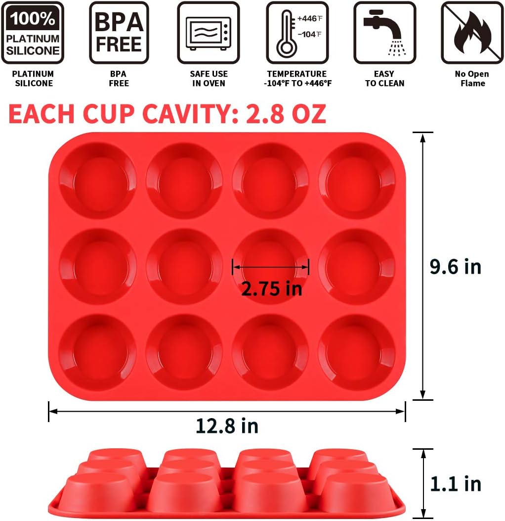 Skiennix Muffin Pan Set - 12 Regular Size & 6 Giant Muffins - Non-Stick Bakeware