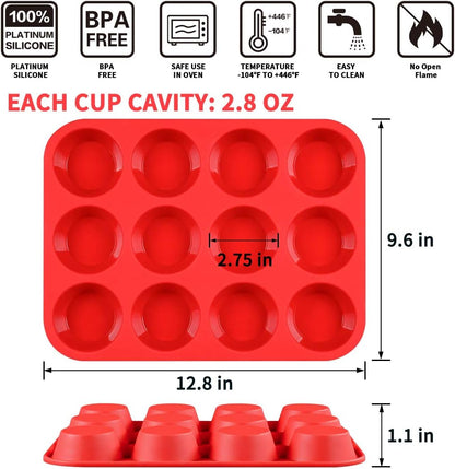 Skiennix Muffin Pan Set - 12 Regular Size & 6 Giant Muffins - Non-Stick Bakeware