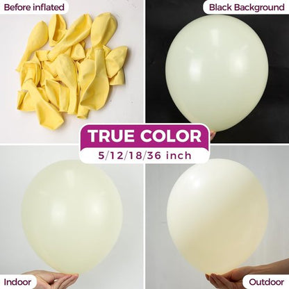 Bezente 36-Inch Pastel Yellow Giant Balloons - 8 Pack Jumbo Latex Balloons for Parties & Events