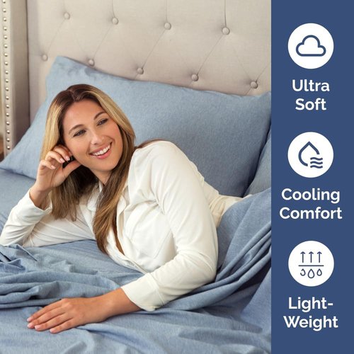King Standard Pillow Cases - Ultra-Soft Hotel Quality Covers | Fade-Free & Wrinkle Resistant - 2 Piece Set in Heathered Blue