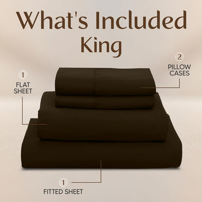 Utopia Bedding King Bed Sheets Set - 4-Piece Brushed Microfiber - Fade & Shrink Resistant | Brown