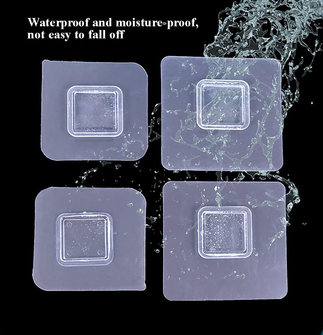 Skiennix 12 PCS Wall Mounted Sticky Pads - Nail-Free Adhesive Hooks for Kitchen & Bathroom | Square Design