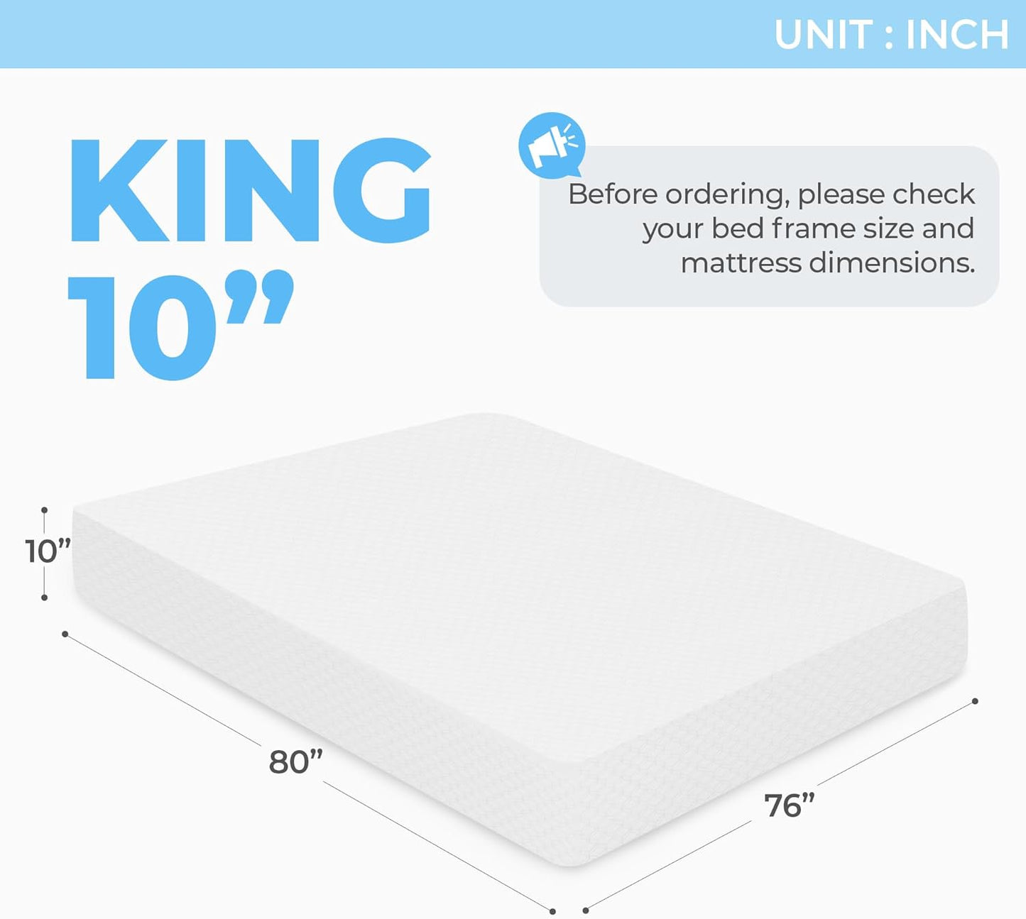 Neo Sleep 10 Inch King Cooling Gel Memory Foam Mattress - Medium Firm, Pressure Relief, CertiPUR-US Certified