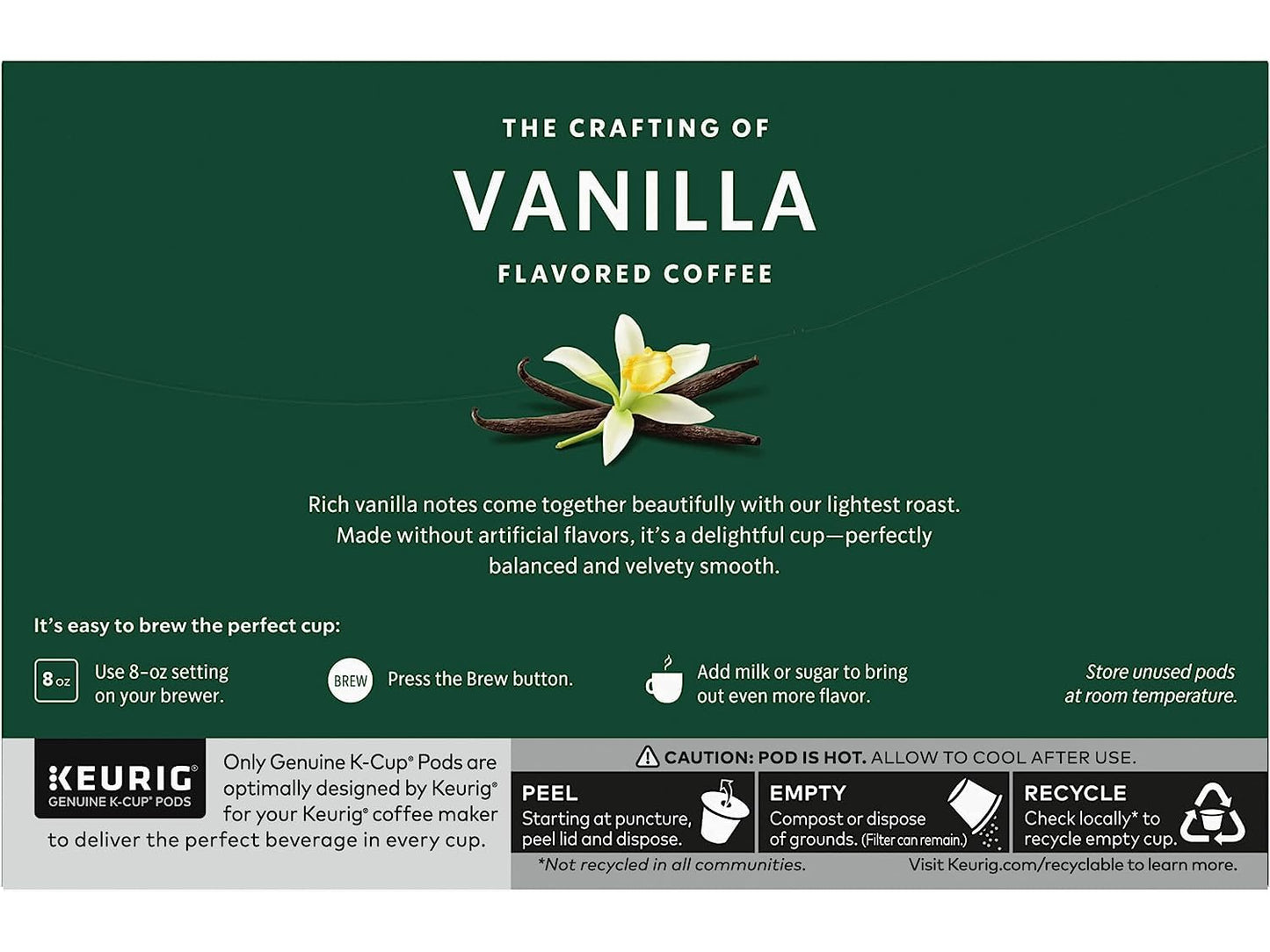 Starbucks Vanilla Flavored Coffee K-Cup Pods - Made Without Artificial Flavors | 10 CT Pods, Pack of 4