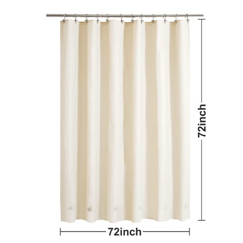 Barossa Design Beige Shower Curtain Liner with 6 Magnets - Waterproof PEVA Shower Liner for Bathroom, 72" x 72" Standard Size, PVC Free, Metal Grommets - Beige, 72x72