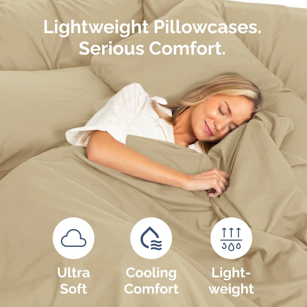 Queen Pillow Cases by Ultra Soft | Hotel Quality, Wrinkle-Free & Fade Resistant - 10 Pcs Set in Beige