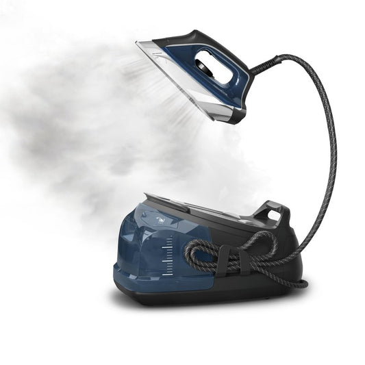 Rowenta Steam Station, Stainless Steel Soleplate, Professional Iron Steamer for Clothes, 1.1L Removable Tank, Fast Heat Up, 1800 Watts, Blue Clothes Iron, DG8624