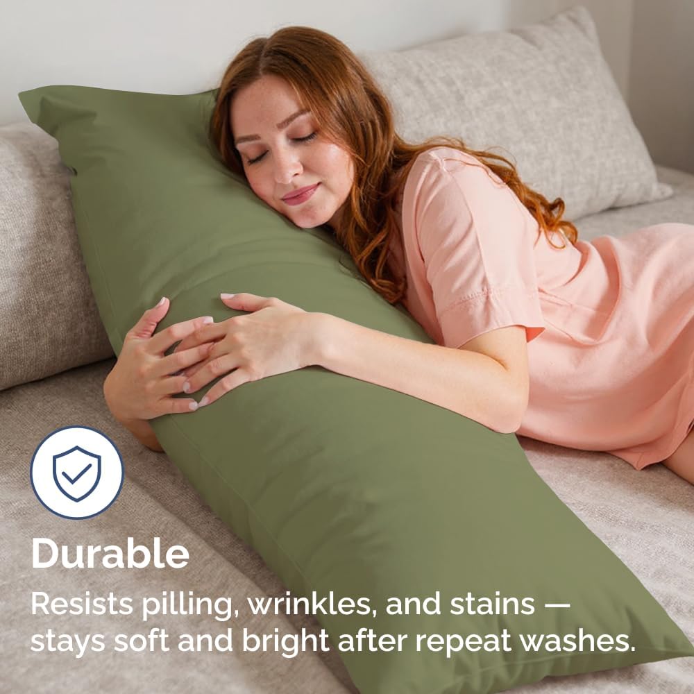 Skiennix Body Pillowcases Set of 2 | 20x54 Long Soft Pillow Covers - Comfy, Breathable & Wrinkle-Free in Sage Green