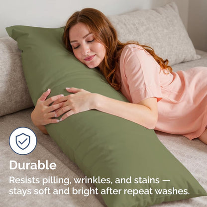 Skiennix Body Pillowcases Set of 2 | 20x54 Long Soft Covers for Sleeping & Side Sleepers - Comfy, Breathable, Wrinkle-Free, Machine Washable (Sage Green)