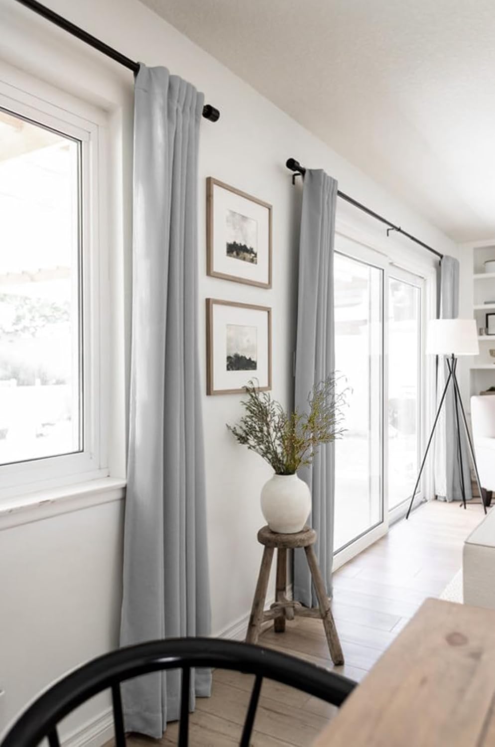 Regine Switzerland 100% Blackout Linen Curtains - Thermal Insulated Drapes, 50" W x 120" L, Grey