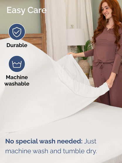 Skiennix Extra Deep Queen Sheet Set - 6 Piece Breathable Cooling Bedding - Soft Wrinkle-Free Antique White
