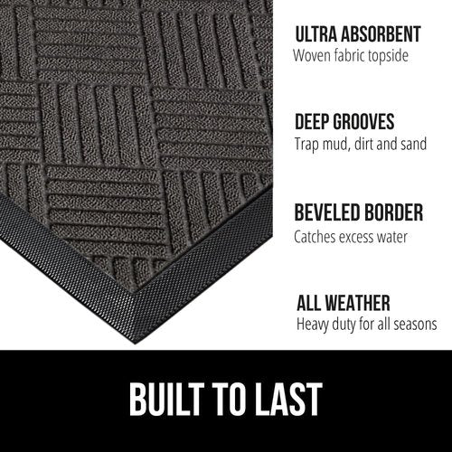 GORILLA GRIP WeatherMax Door Mat - Durable Gray Design & Shoe Tray Bundle - 17x29 & 24x16 Sizes