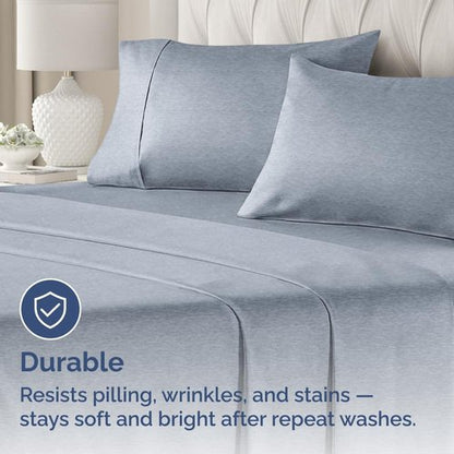 King Standard Pillow Cases - Soft Hotel Quality Covers for Comfy Bedding | Set of 4 - Heathered Blue
