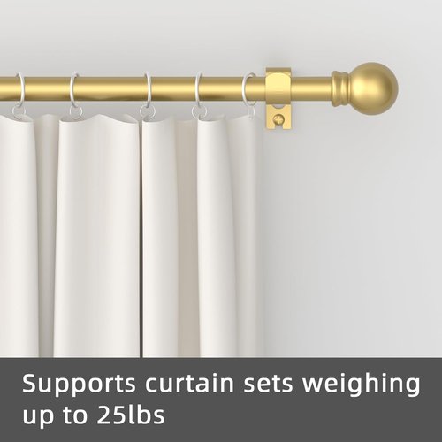 GXOACKJ Decorative Gold Curtain Rods - Heavy Duty Metal Set for Windows 28-78 Inch with Brackets