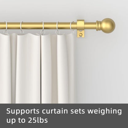 GXOACKJ Gold Curtain Rods - Heavy Duty 5/8 Inch Metal Set for Windows 32 to 62 Inch | 2 Pack with Brackets