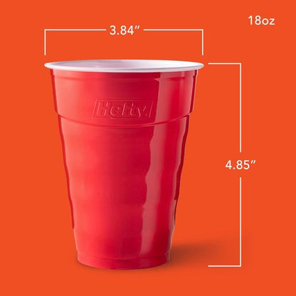 Hefty Party On Disposable Plastic Cups - 18 Oz Red | 30 Count for Easy Gripping & Durable Use