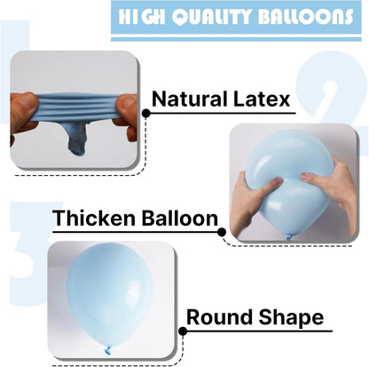 PartyWoo Baby Blue Balloons - 100pcs 12 Inch Light Pastel Aqua Blue for Celebrations & Events