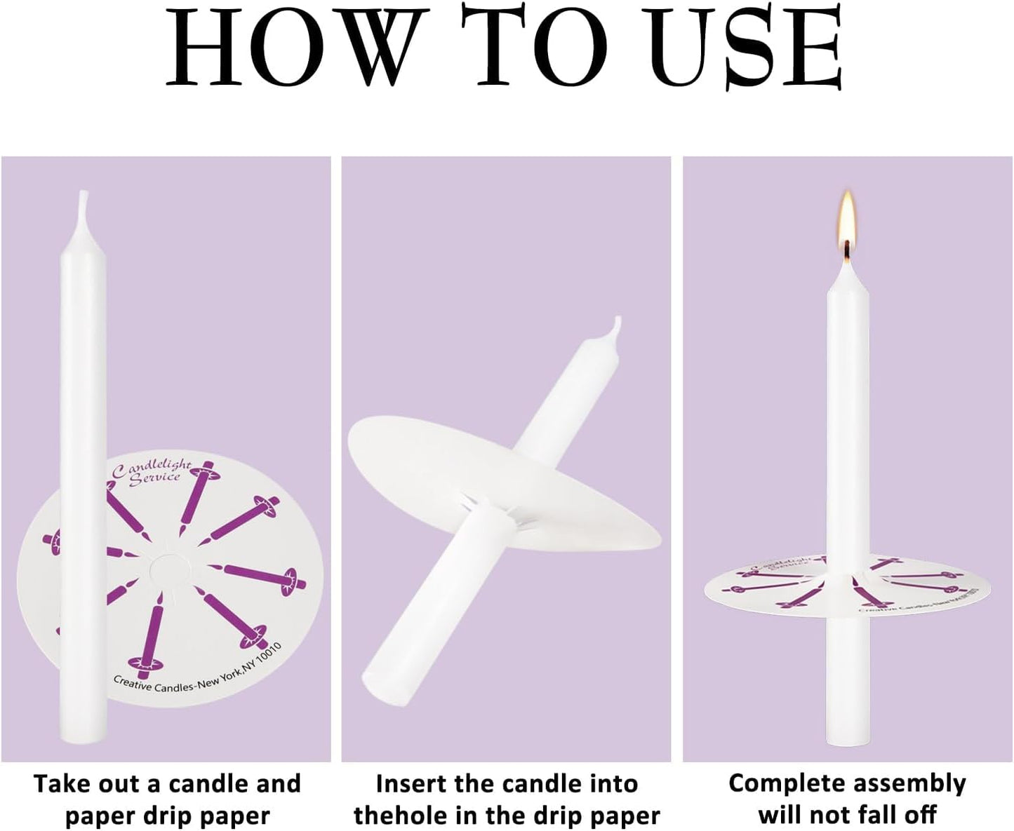 Regine Switzerland 200 White Church Candles - Unscented with Drip Protectors | 5" H x 1/2" D