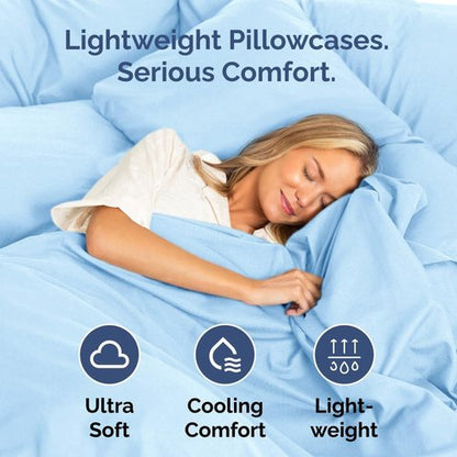 King Standard Pillow Cases - Soft Hotel Quality Covers for Comfy Bedding | Set of 4 Light Blue