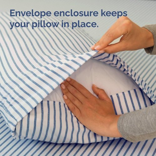 King Pillow Cases by [Brand Name] - Ultra Soft Hotel Quality Covers | Wrinkle-Free & Fade Resistant - 2 Piece Set in Blue Stripes