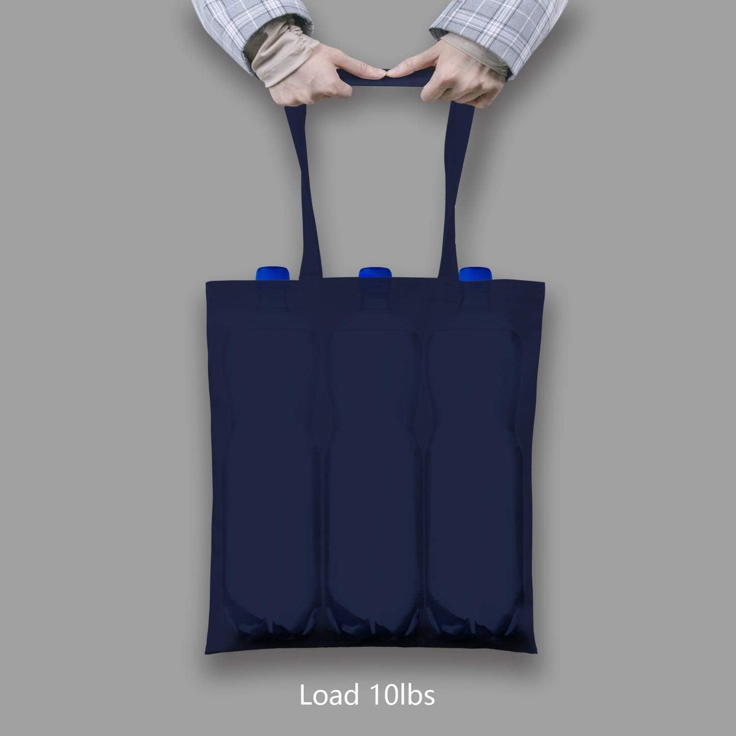 TOPDesign Navy Blue Cotton Tote Bags - 6-Pack Lightweight Reusable Grocery Bags | Ideal for DIY & Promotions