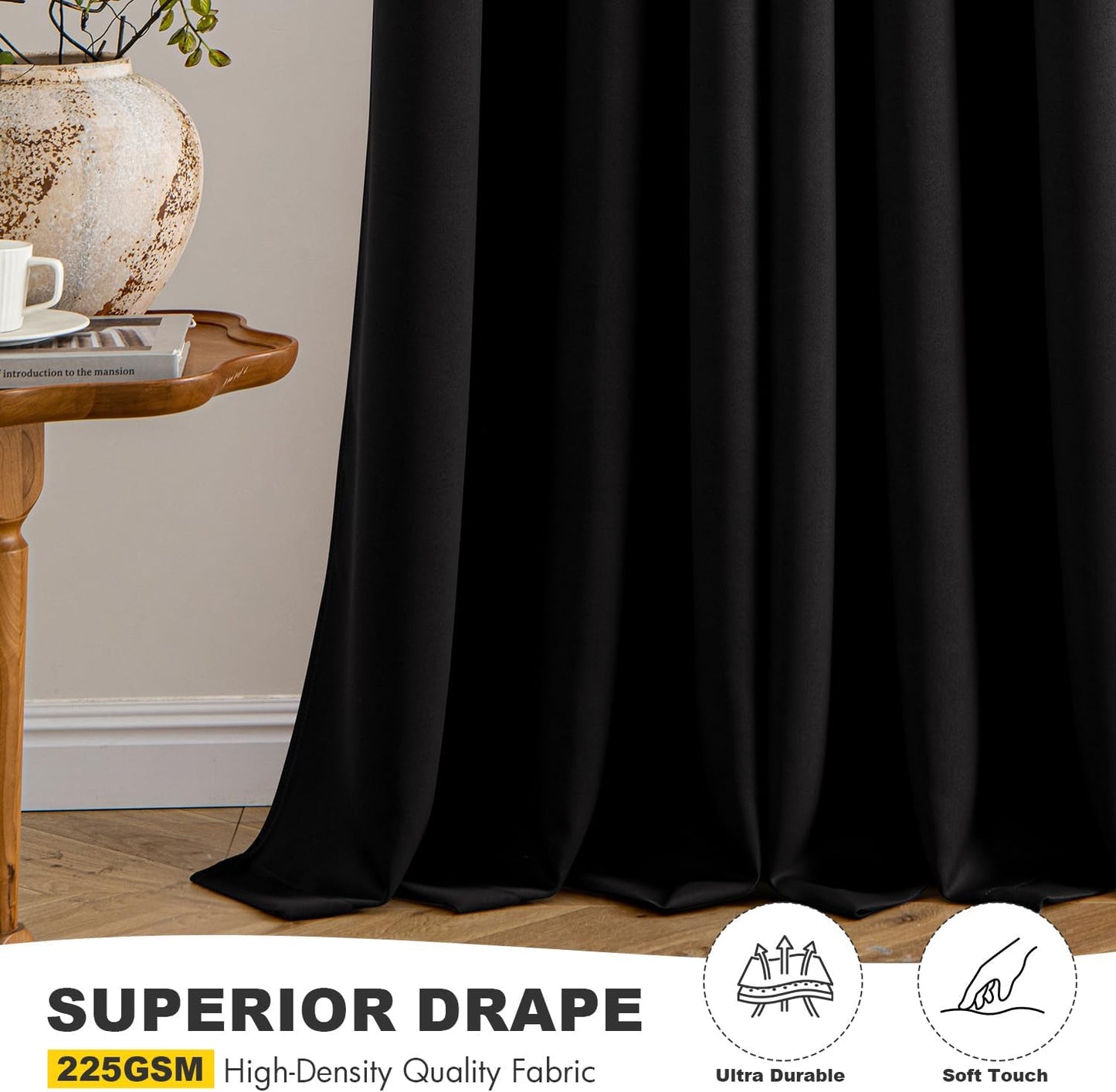 MIULEE Blackout Curtains - Thermal Insulated Room Darkening Drapes | 63-Inch, 2 Panels, Noise Reduction