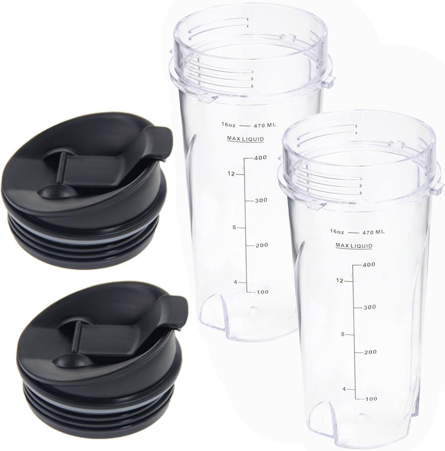 Ninja 16oz Replacement Cups - Compact Personal Blender Single Serve Cup Set | 2 Pack with Seal Lids