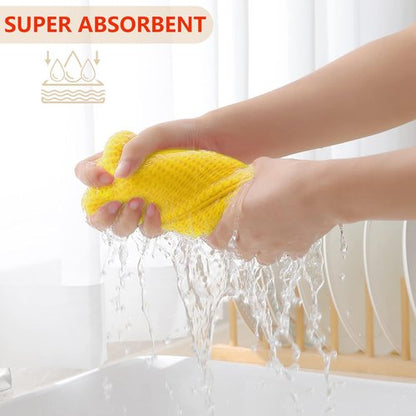 Homaxy 100% Cotton Waffle Weave Dish Cloths - Ultra Soft & Absorbent Quick Drying Towels | 12x12 Inches, 8-Pack, Yellow