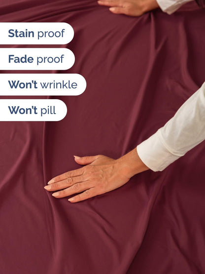 Skiennix Extra Deep Cal King Sheet Set - 6 Piece Breathable Cooling Bedding - Soft Wrinkle-Free Burgundy