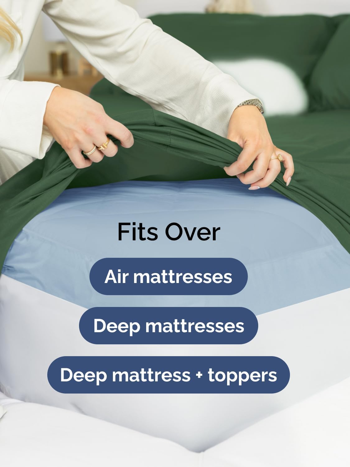 Skiennix Extra Deep Cal King Sheet Set - 6-Piece Breathable Cooling Bedding - Soft Wrinkle-Free Emerald Green