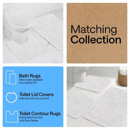 GORILLA GRIP Bath Rug Mat 60x24, Thick Soft Absorbent Chenille, Quick Dry Microfiber Mats, Rubber Backing Washable Shower Floor Rugs, Bathmat Runner, US Designed Bathroom Home Decor Accessories White