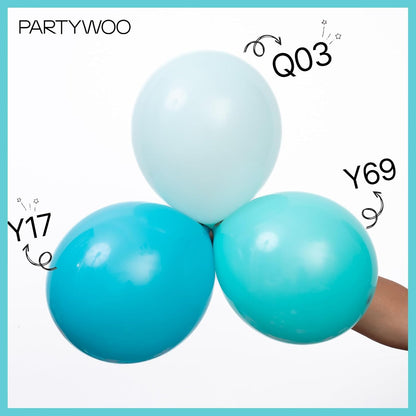 PartyWoo Teal Balloons - 100 Pcs Assorted Sizes (5" to 36") for Stunning Balloon Garlands & Arches