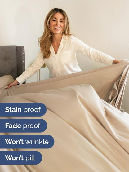 Extra Deep King Sheet Set - 6 Piece Breathable and Cooling Sheets - Hotel Luxury Bedding for Women, Men, Kids & Teens - Easy & Secure Fit - Soft, Wrinkle Free and Comfy - Extra Deep Pockets - Cream