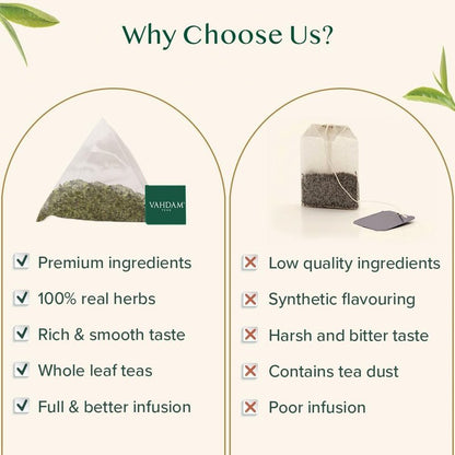 VAHDAM, Mint Green Tea Bags (30 Count) 100% Pure Leaf Tea, High Grown, Low Caffeine, Non GMO, Gluten Free | Individually Wrapped Plant-Based Pyramid Tea Bags | Direct from Source
