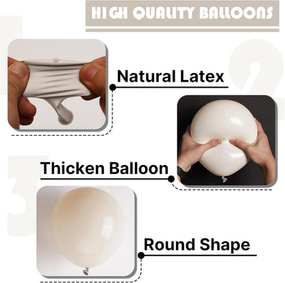 PartyWoo White Sand Balloons - 120pcs Boho Neutral Balloon Arch Kit | 5-18 Inch Sizes for Weddings & Parties