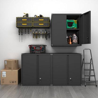 GREATMEET Locking Metal Wall Cabinet - Durable Steel Storage Solution with Adjustable Shelf | Garage & Utility Room