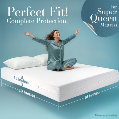 Utopia Bedding Mattress Protector - 100% Waterproof & Bed Bug Proof | Super Queen Size Encasement