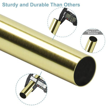 Byondeth Curtain Rods for Windows 16 to 200 Inches Adjustable Length 1 Inch Diameter Window Curtain Rod with Aluminium Finials, Gold
