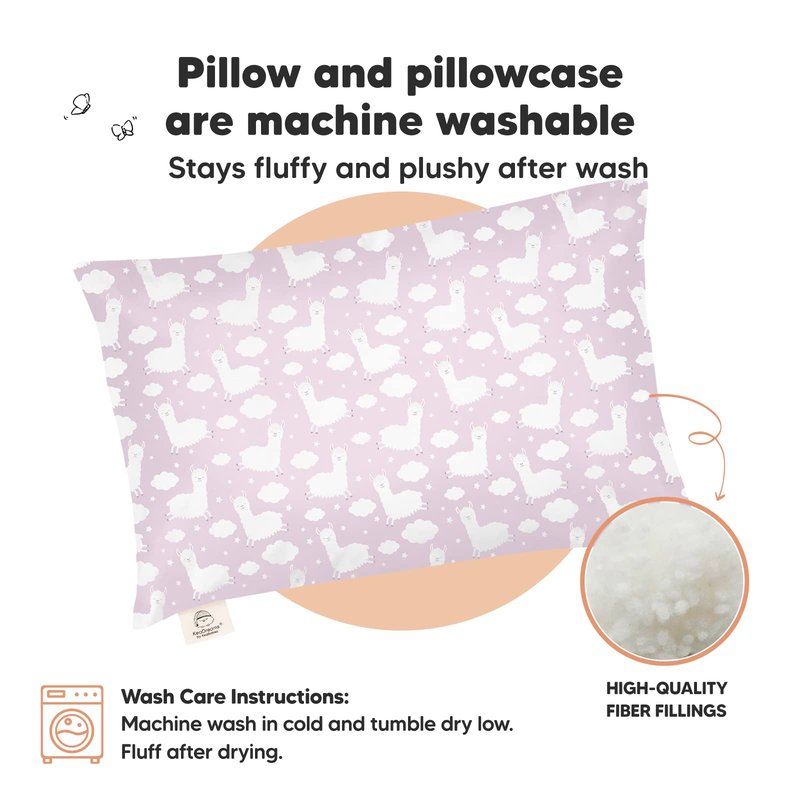 Toddler Pillow with Pillowcase - 13x18 My Little Dreamy Kids Travel Bed Pillows for Sleeping, Organic Cotton Small Pillowcase, Soft & Breathable, Machine Washable, Toddlers 2-5 years old (Alpacas)