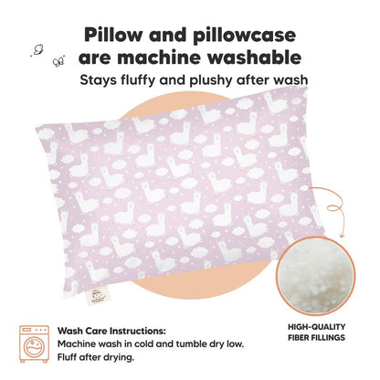 Toddler Pillow with Pillowcase - 13x18 My Little Dreamy Kids Travel Bed Pillows for Sleeping, Organic Cotton Small Pillowcase, Soft & Breathable, Machine Washable, Toddlers 2-5 years old (Alpacas)