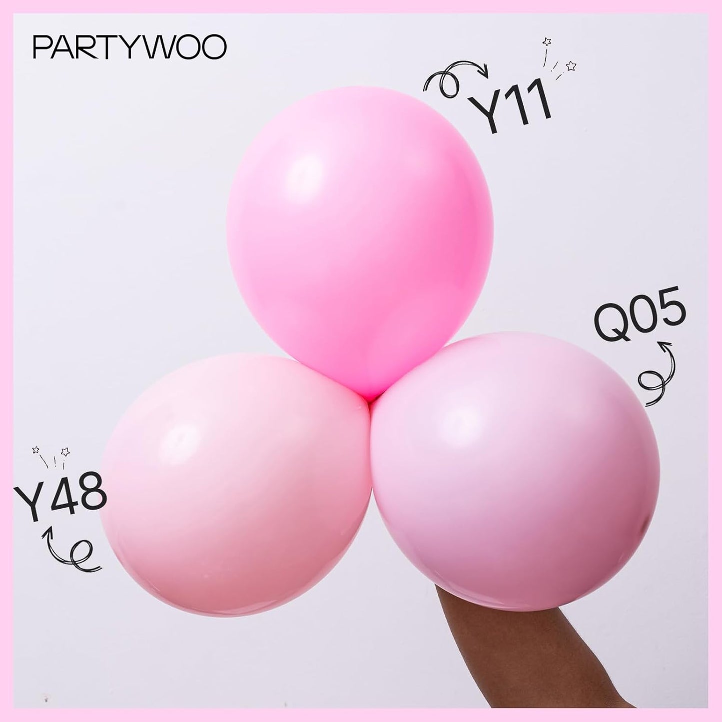 PartyWoo Baby Pink Balloons - 100 Pcs in 5 Sizes for Baby Shower & Birthday Decorations | Arch Kit & Garland