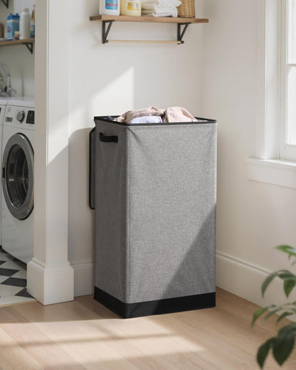 SOLEDI Laundry Hamper - 100L Large Collapsible Basket with Lid & Removable Bag - Grey