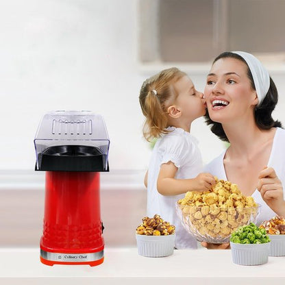 Culinary Chef PM102-RED Deluxe Hot Air Popcorn Popper - Healthy, Oil-Free, Red Design