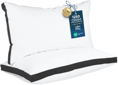 Utopia Bedding Bed Pillows for Sleeping King Size (Black), Set of 2, Soft & Fluffy Pillow with Down Alternative Filling, Cooling, Hotel Quality, Gusseted Pillow for Back, Stomach or Side Sleepers