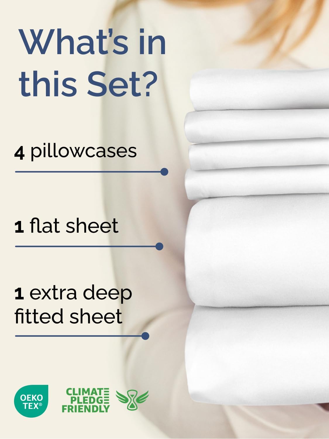 Skiennix Extra Deep Cal King Sheet Set - 6 Piece Breathable Cooling Bedding - Soft, Wrinkle-Free White