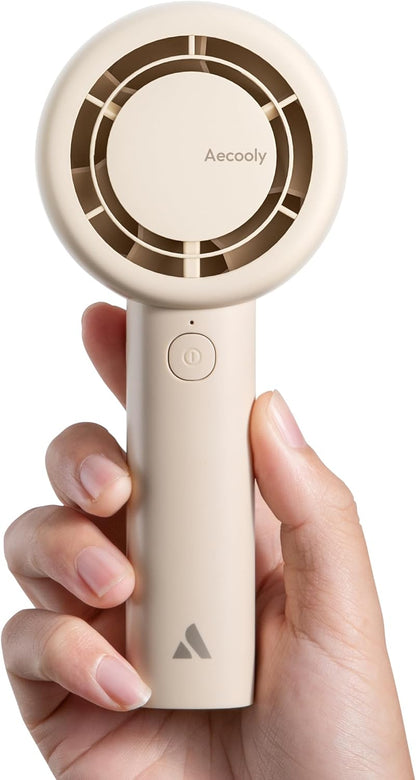 Aecooly Portable Handheld Turbo Fan - 5 Speed USB Rechargeable Mini Cooling Fan | 16H Max Cooling Time - Beige