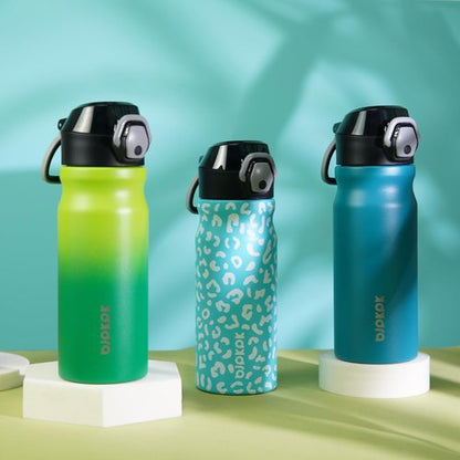BJPKPK Insulated Water Bottle - 18oz Stainless Steel Thermal Flask with Straw & Carry Handle | Navy Blue