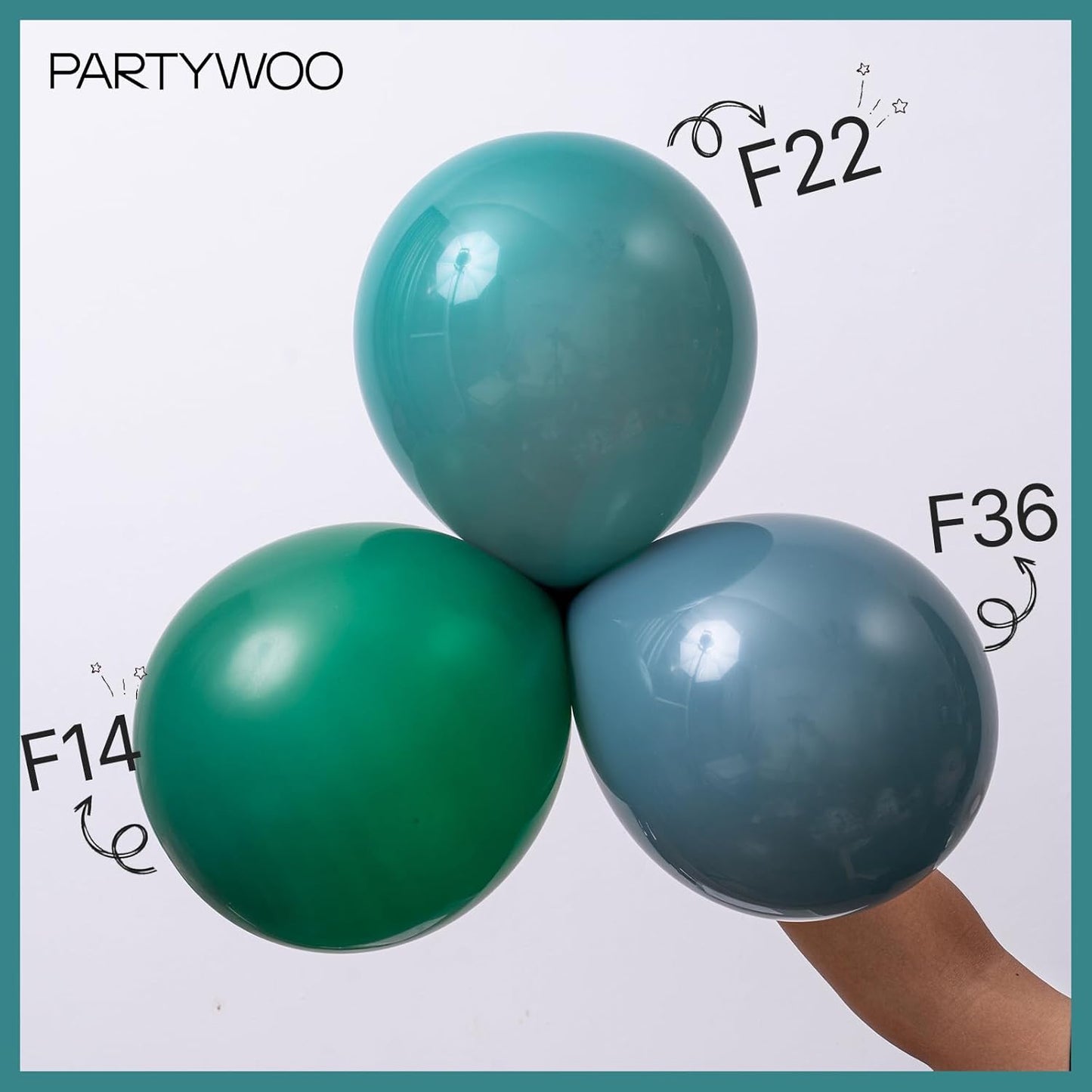 PartyWoo Dark Green Balloons - 140-Piece Jungle Dinosaur Theme Decoration Kit | Emerald & Forest Green