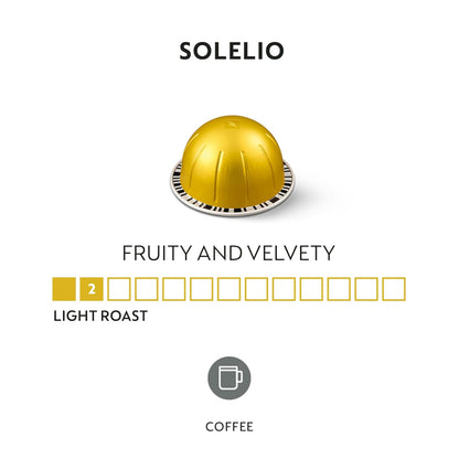 Nespresso Vertuo Solelio Coffee Capsules - Mild Roast 30-Count Pods for 7.8 oz Brews